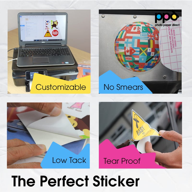PPD Premium Printable Vinyl Sticker Paper for Inkjet Printer - 50 Sheets Matt Sticker Paper 8.5 x 11 - Self-Adhesive, Waterproof, Tear Resistant, Instant Dry - PPD-38-50 - Image 5